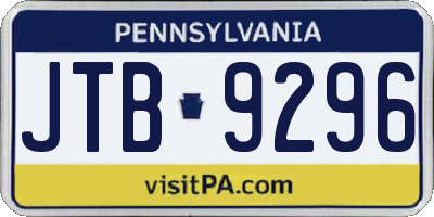 PA license plate JTB9296