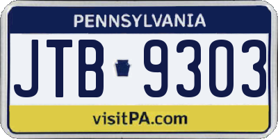 PA license plate JTB9303
