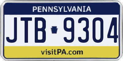 PA license plate JTB9304