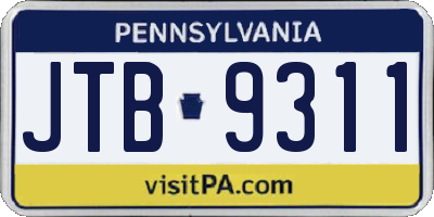 PA license plate JTB9311