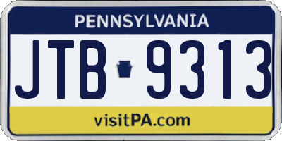 PA license plate JTB9313