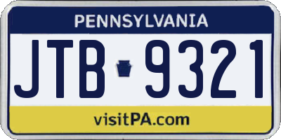 PA license plate JTB9321
