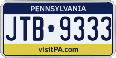 PA license plate JTB9333