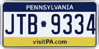 PA license plate JTB9334