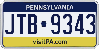 PA license plate JTB9343