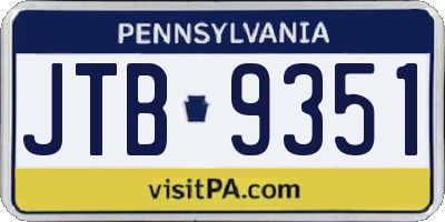 PA license plate JTB9351