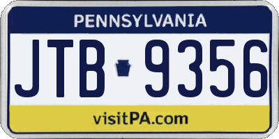 PA license plate JTB9356