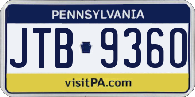 PA license plate JTB9360