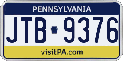 PA license plate JTB9376