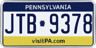 PA license plate JTB9378
