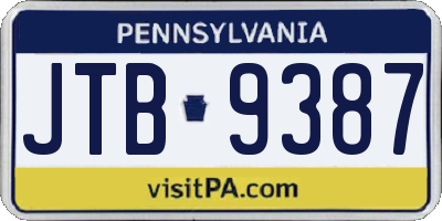 PA license plate JTB9387