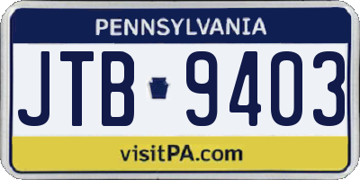 PA license plate JTB9403