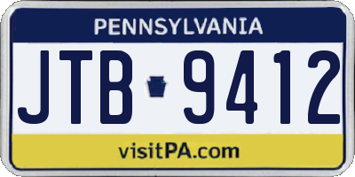 PA license plate JTB9412