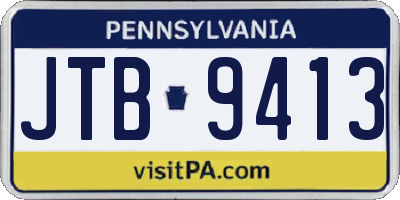 PA license plate JTB9413