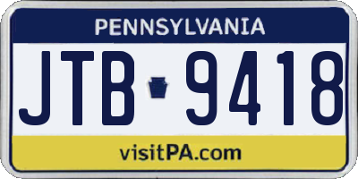 PA license plate JTB9418