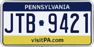 PA license plate JTB9421