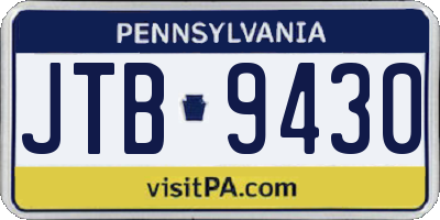 PA license plate JTB9430