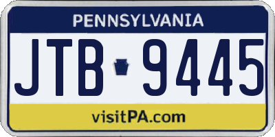 PA license plate JTB9445