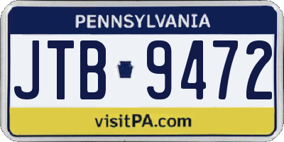 PA license plate JTB9472