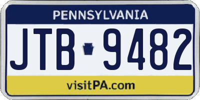 PA license plate JTB9482