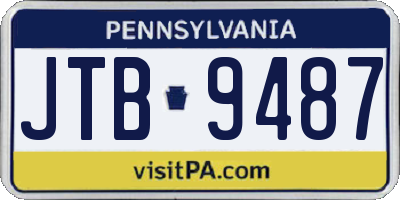 PA license plate JTB9487