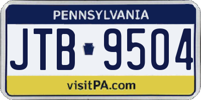 PA license plate JTB9504