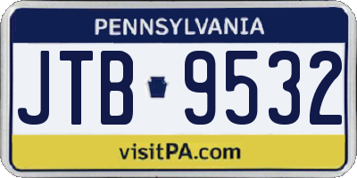 PA license plate JTB9532