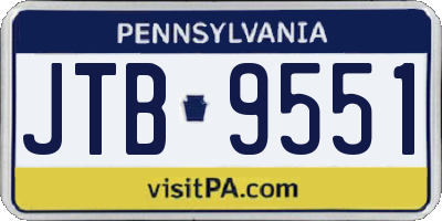 PA license plate JTB9551