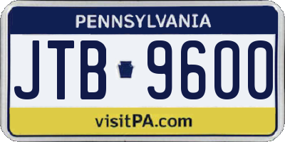 PA license plate JTB9600