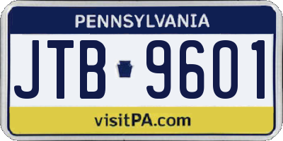 PA license plate JTB9601