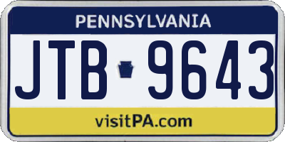 PA license plate JTB9643