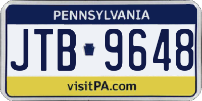 PA license plate JTB9648