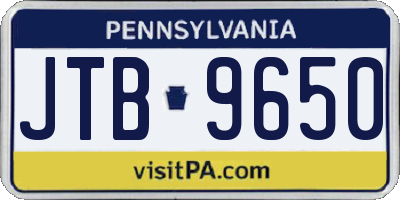 PA license plate JTB9650
