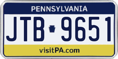 PA license plate JTB9651