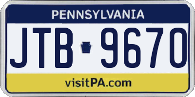 PA license plate JTB9670