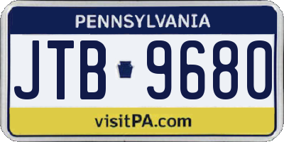 PA license plate JTB9680