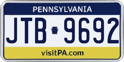 PA license plate JTB9692
