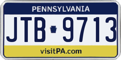 PA license plate JTB9713