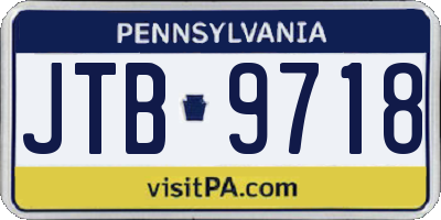 PA license plate JTB9718