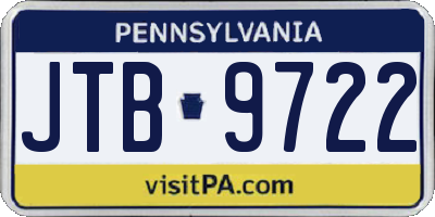 PA license plate JTB9722