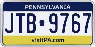 PA license plate JTB9767