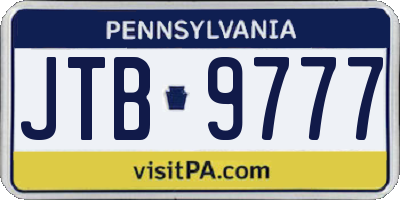 PA license plate JTB9777