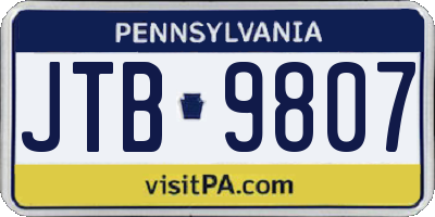 PA license plate JTB9807