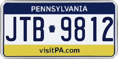 PA license plate JTB9812