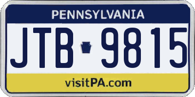 PA license plate JTB9815
