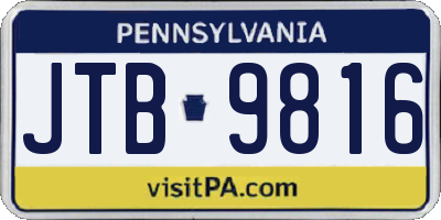 PA license plate JTB9816