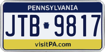 PA license plate JTB9817