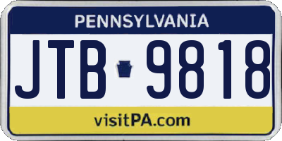 PA license plate JTB9818