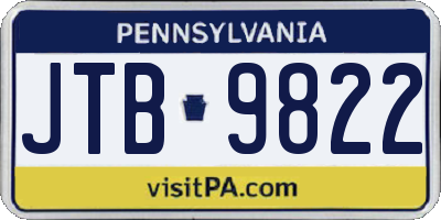 PA license plate JTB9822
