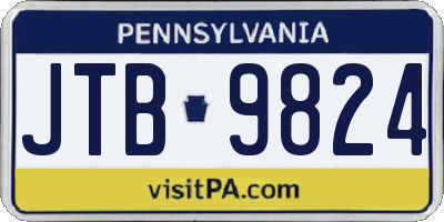 PA license plate JTB9824